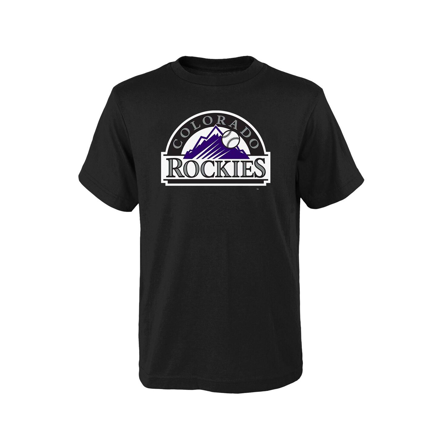 Детская футболка Outerstuff Black Colorado Rockies Logo Primary Team — фото 1
