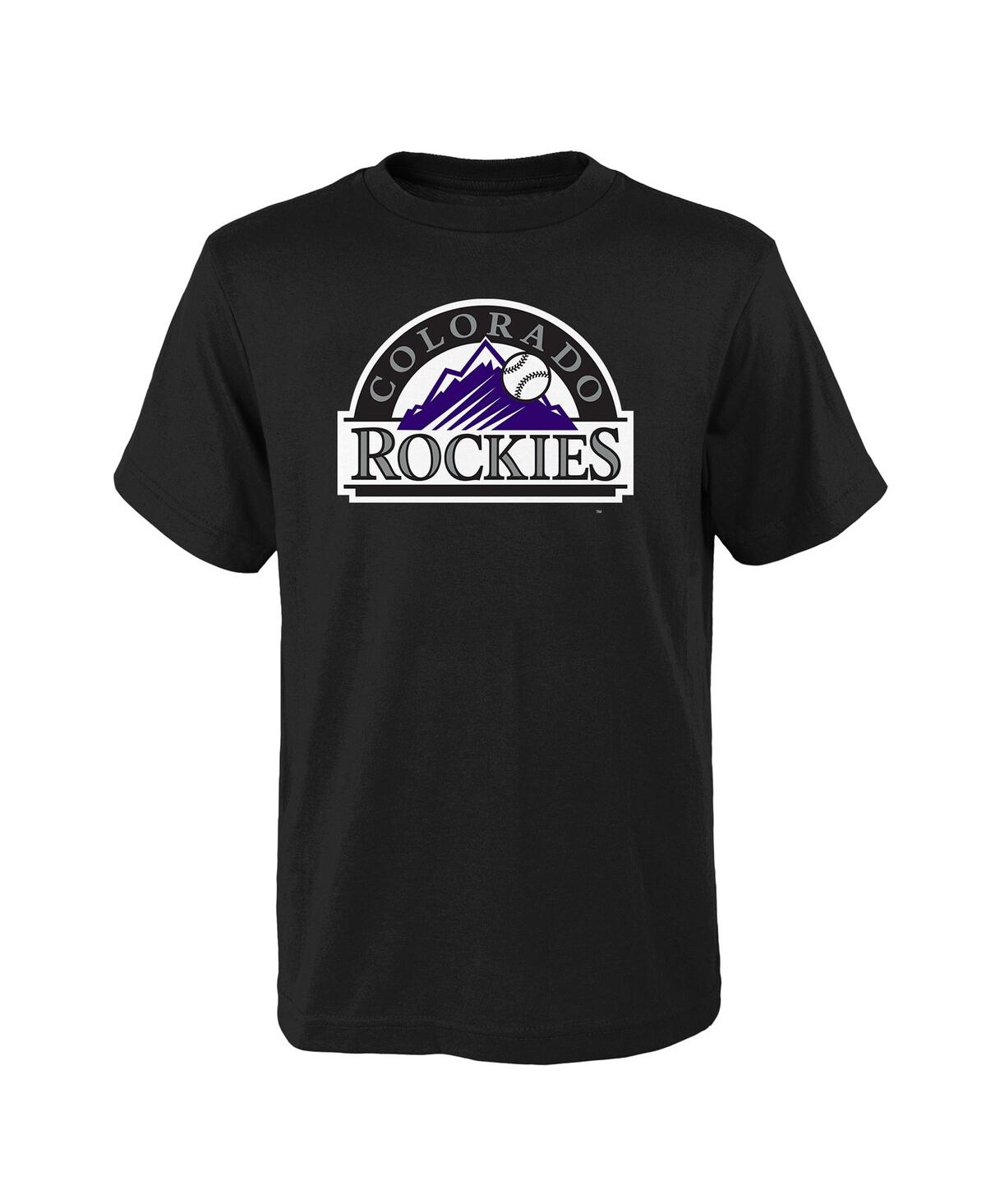 Outerstuff Kids' Big Boys And Girls Black Colorado Rockies Logo Primary Team T-shirt