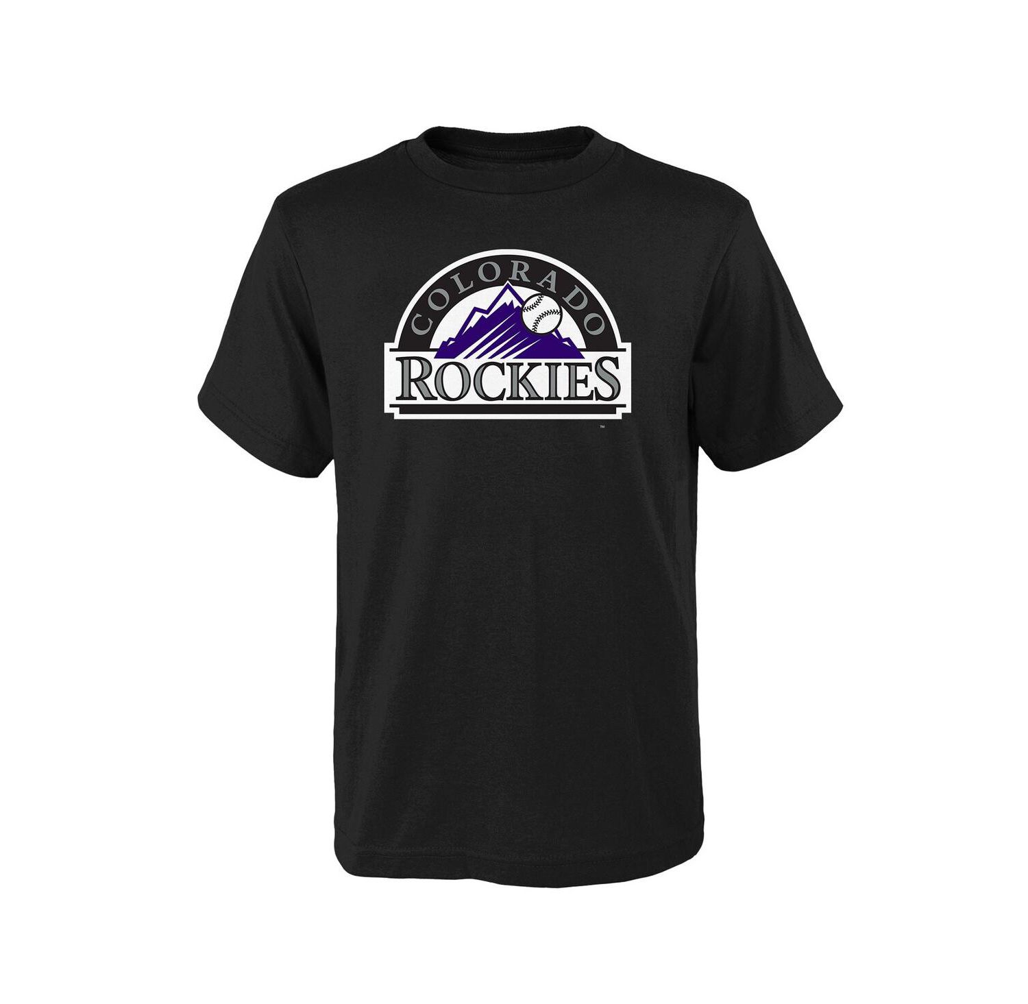 Big Boys and Girls Black Colorado Rockies Logo Primary Team T-shirt