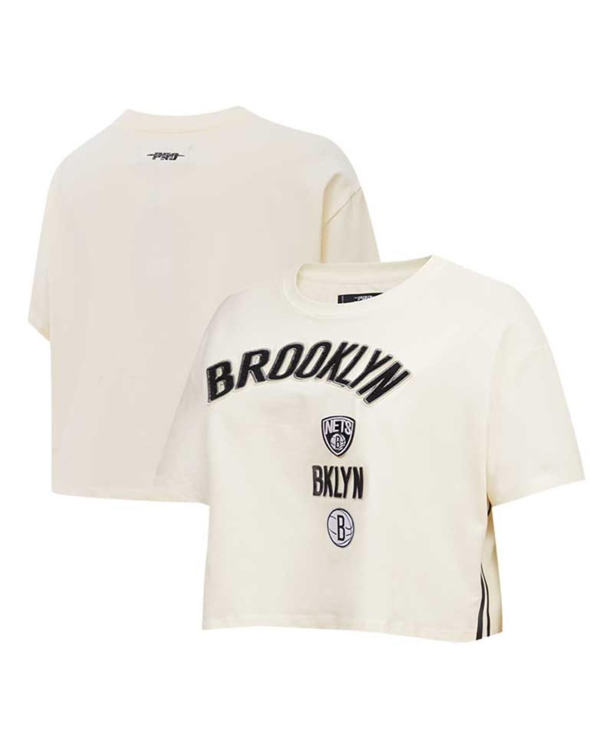 Women's Pro Standard Cream Brooklyn Nets Retro Classic Cropped Boxy T-shirt - Cream