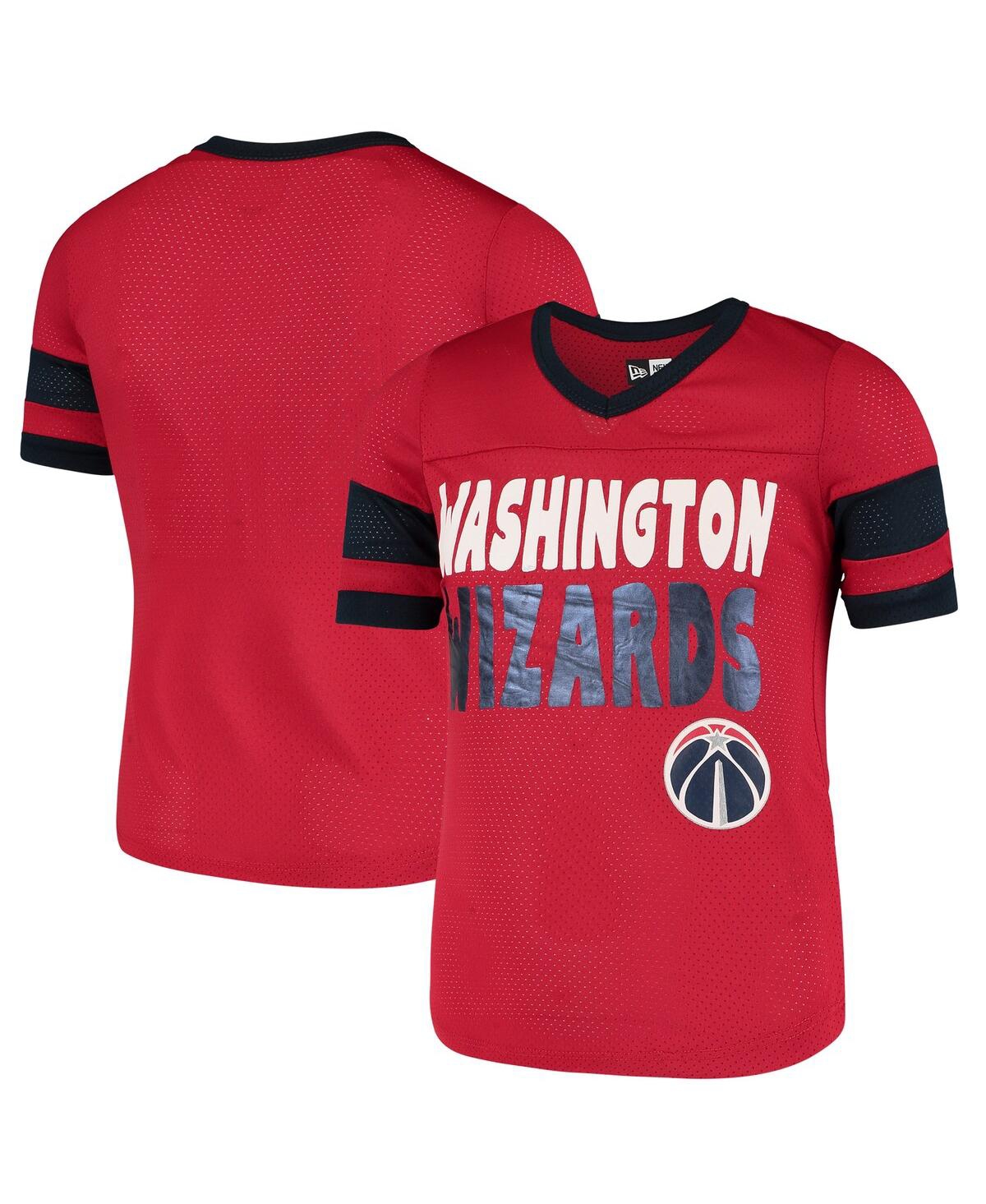 Shop New Era Big Girls  Red Washington Wizards Mesh Jersey V-neck T-shirt