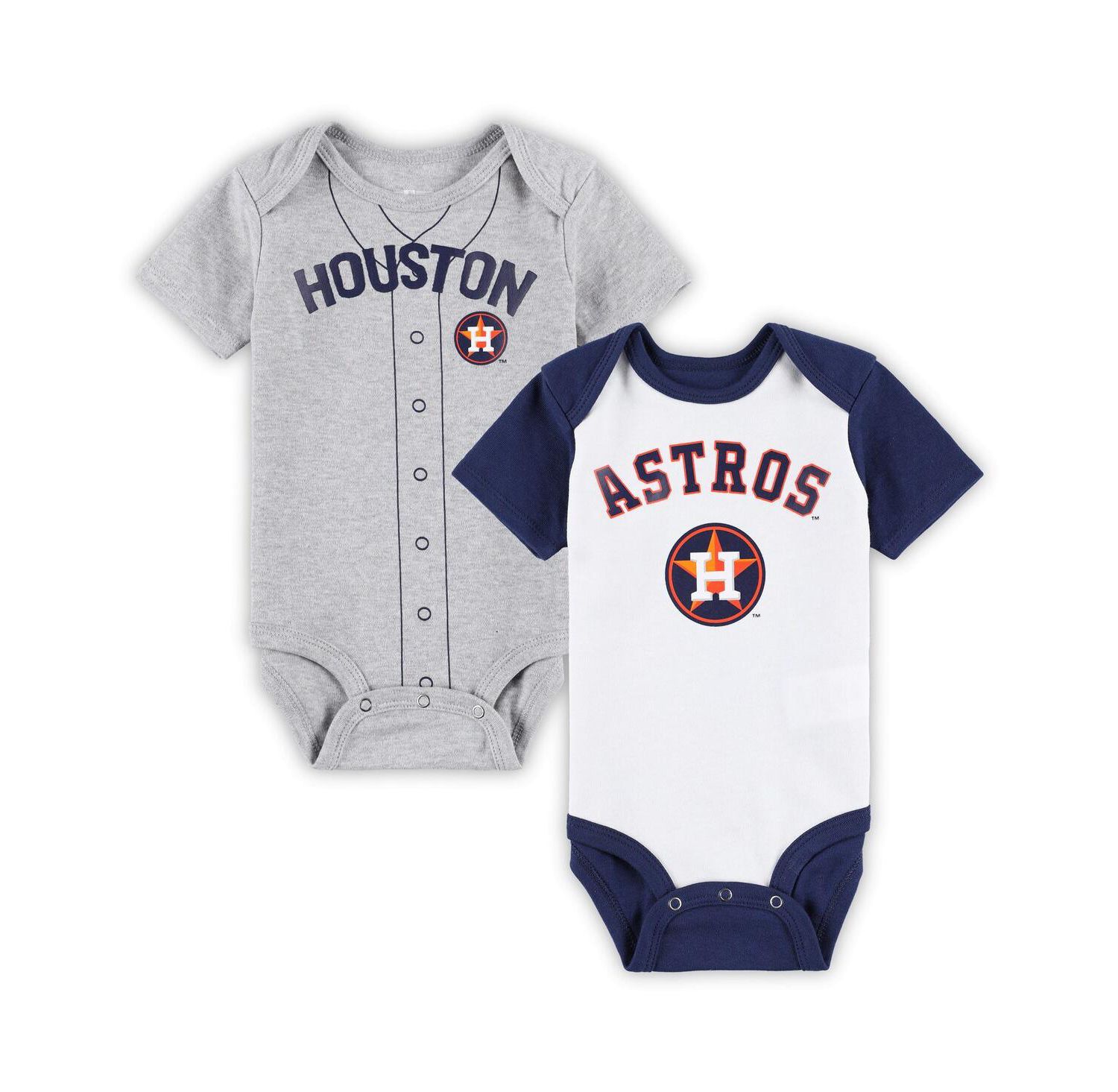 Infant Boys and Girls White and Heather Gray Houston Astros Two-Pack Little Slugger Bodysuit Set