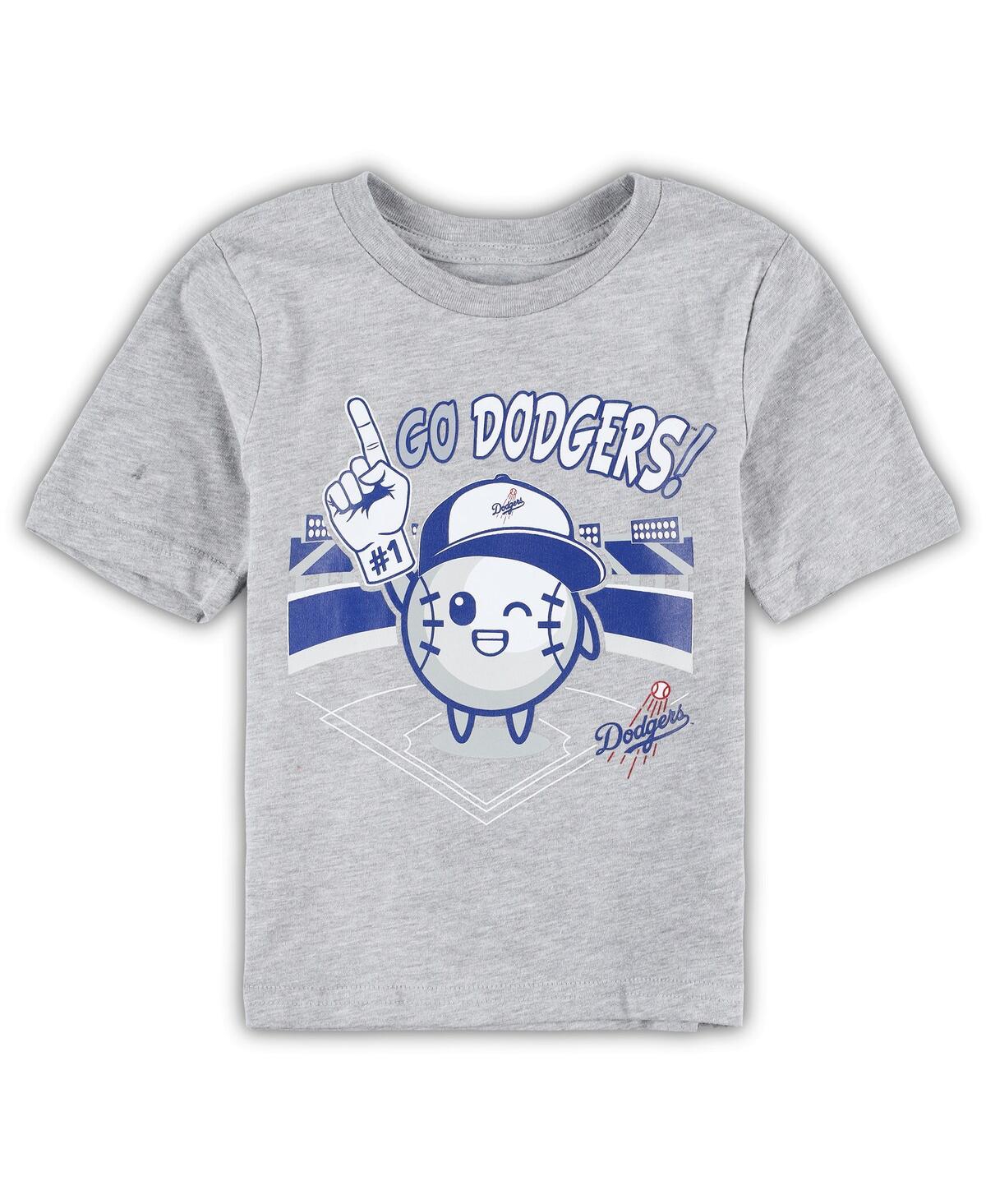 Shop Outerstuff Preschool Boys And Girls Heather Gray Los Angeles Dodgers Ball Boy T-shirt