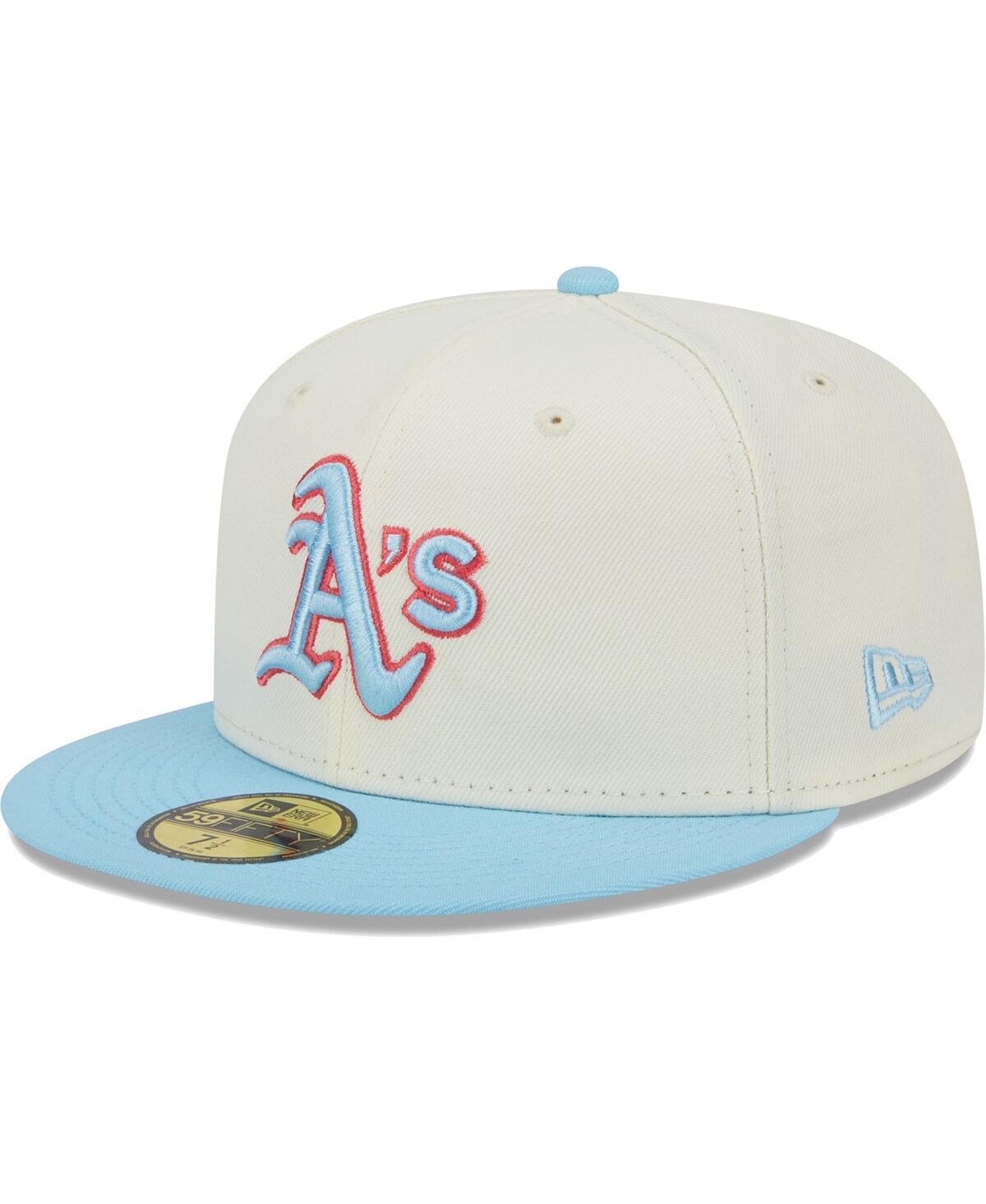Men's New Eraand Light Blue Oakland Athletics Spring Color Two-Tone 59FIFTY Fitted Hat - White, Light Blue
