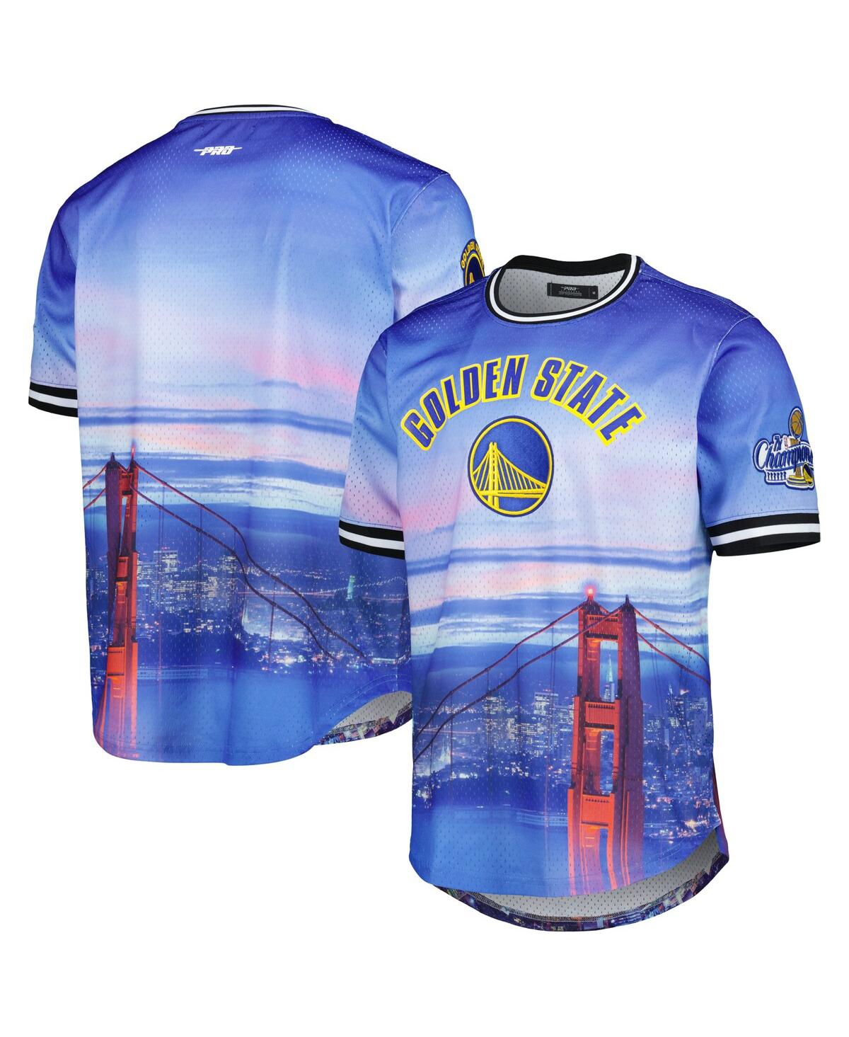 Pro Standard Golden State Warriors Cityscape Stacked Logo T-shirt In Blue,pink