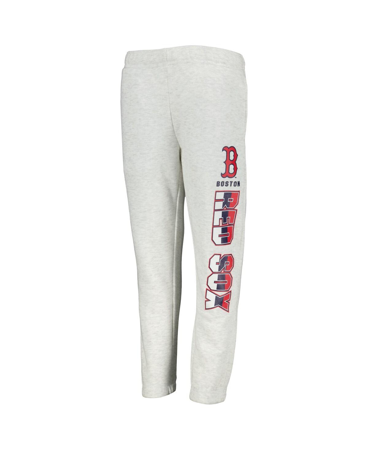 Shop Outerstuff Big Boys And Girls Ash Boston Red Sox Game Time Fleece Pants