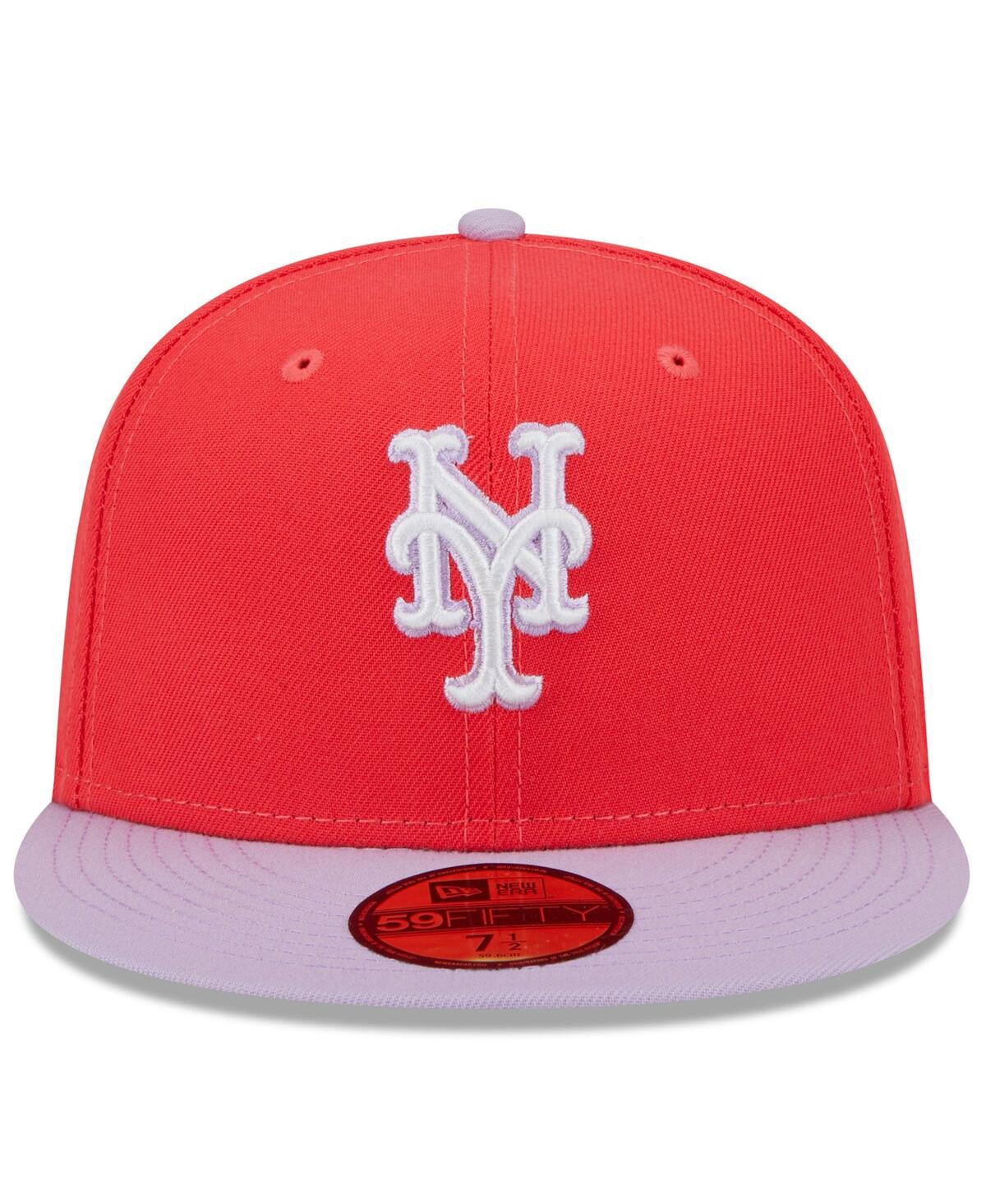 Shop New Era Men's  Red And Lavender New York Mets Spring Color Two-tone 59fifty Fitted Hat In Red,lavender