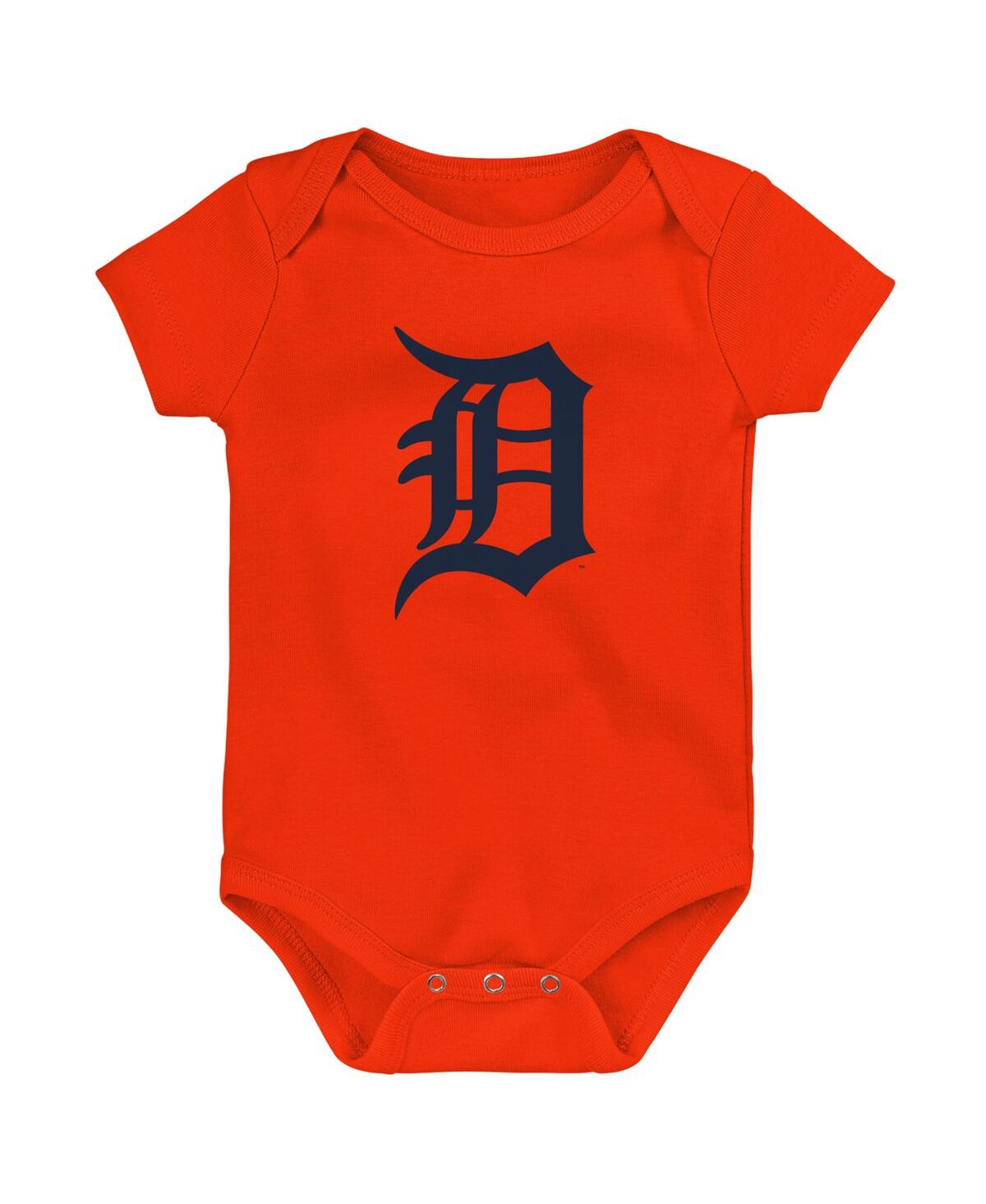 Outerstuff Infant Boys And Girls Orange And White And Heather Gray Detroit Tigers Biggest Little Fan 3-pack Bod In Orange,white,heather Gray