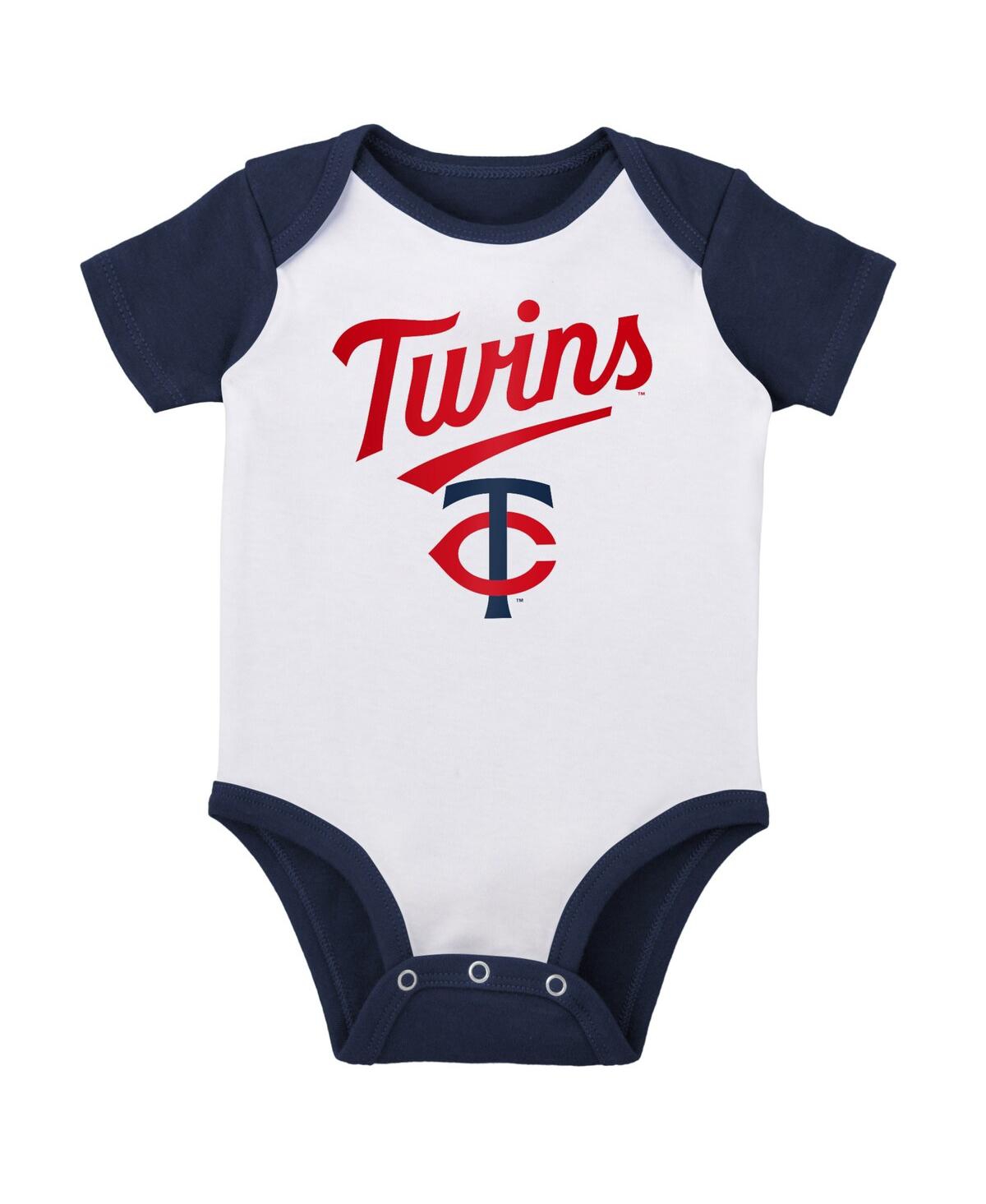 Outerstuff Infant Boys And Girls White And Heather Gray Minnesota Twins Two-pack Little Slugger Bodysuit Set In White,heather Gray