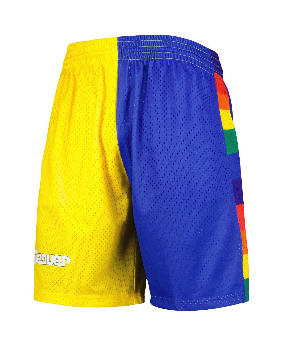 Mitchell & Ness Men's  Royal And Gold Denver Nuggets Hardwood Classics 1991 Split Swingman Shorts In Royal,gold