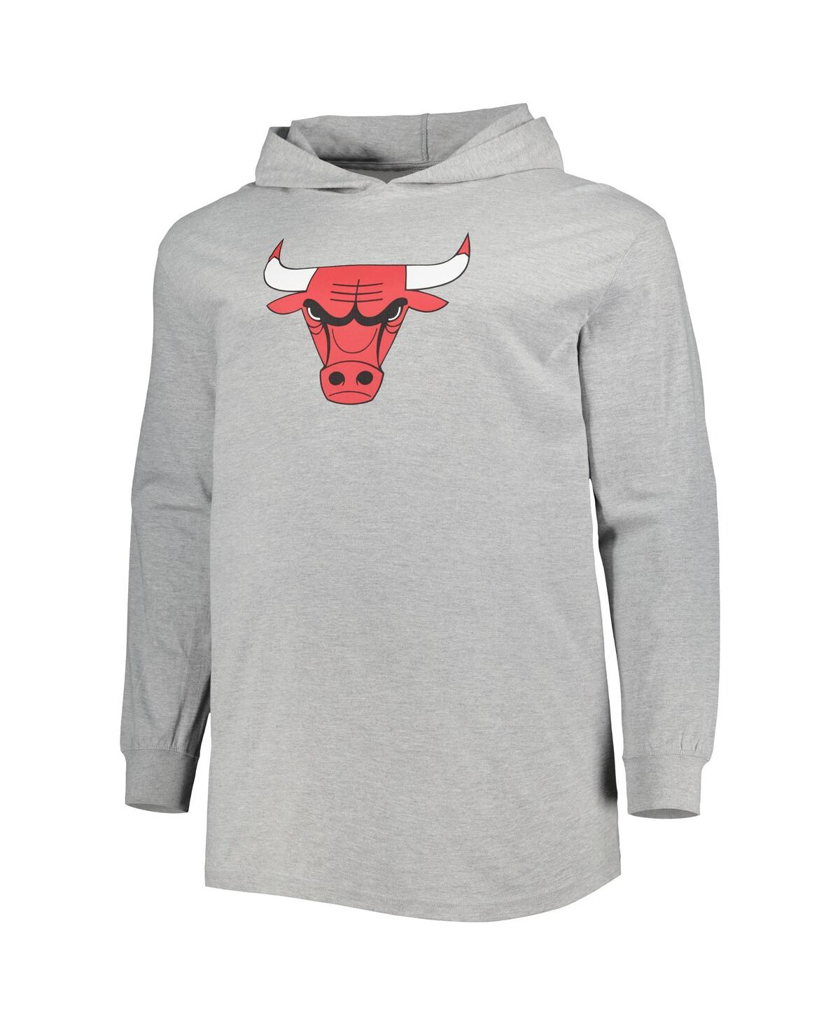 Fanatics Branded Heather Gray Chicago Bulls Big & Tall Pullover Hoodie In Heather Gray