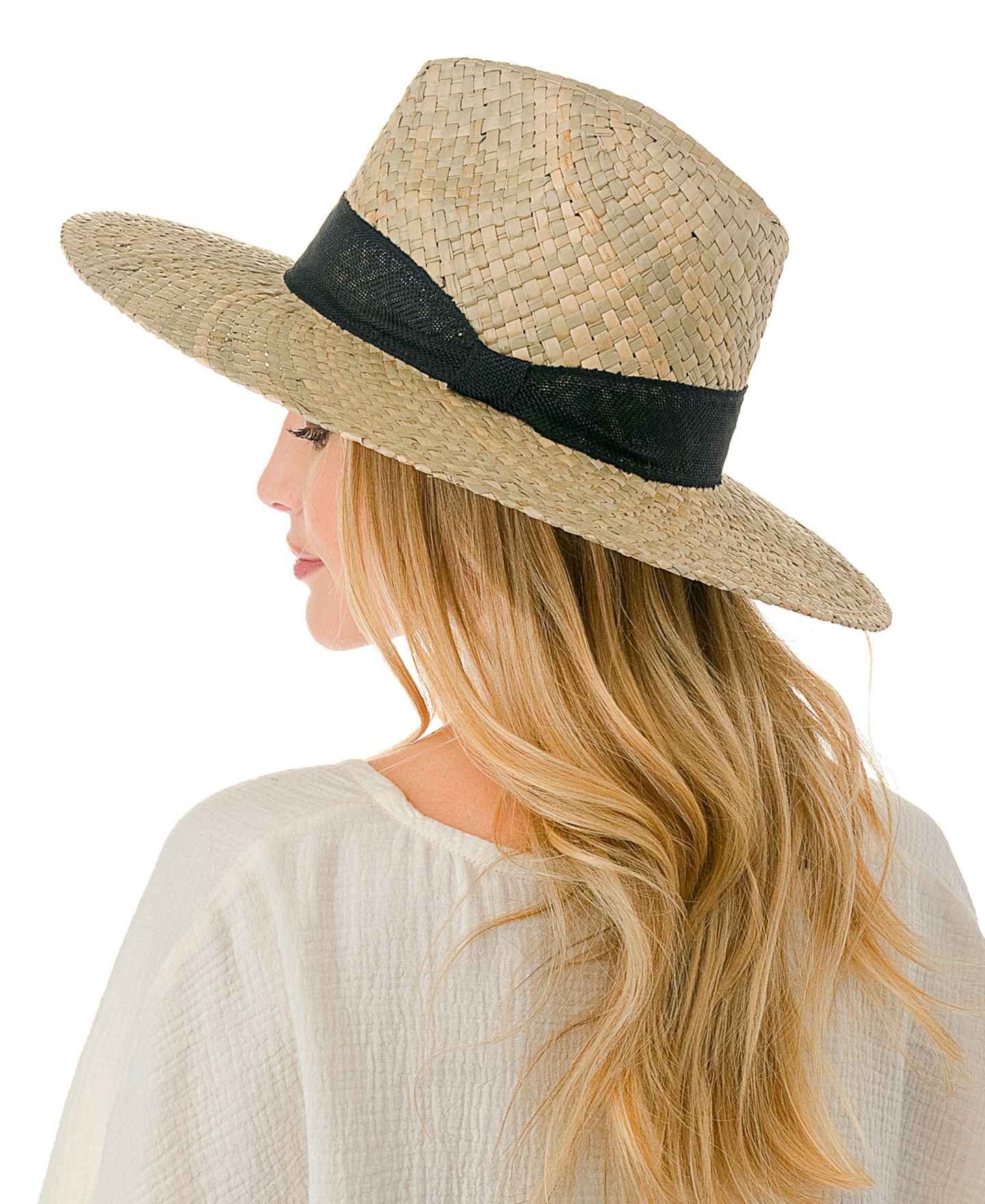 Женский головной убор Marcus Adler Trim Detail with Straw Panama Hat, цвет: Чёрный — фото 3
