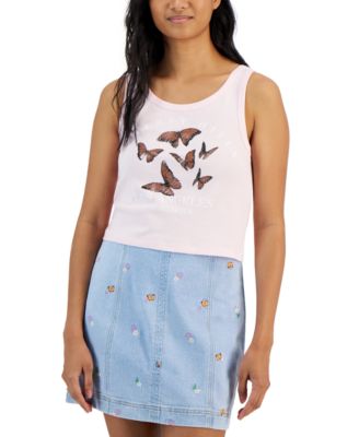 Grayson Threads Black - Juniors' Beverly Hills Butterflies Graphic Tank Top