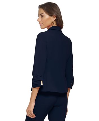 DKNY Women s Logo Bar 3 4 Sleeve Blazer Macy s