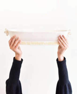 by Laura Johnson Deco Gold Scallop Oval Handled Bowl