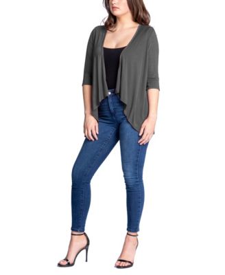 Women's Open Front Elbow Length Sleeve Cardigan Sweater