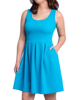 Women's Sleeveless Knee Pleated Pocket Dress