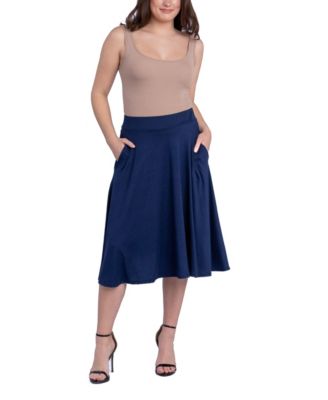 Women's Elastic Waistband Pocket Midi Skirt