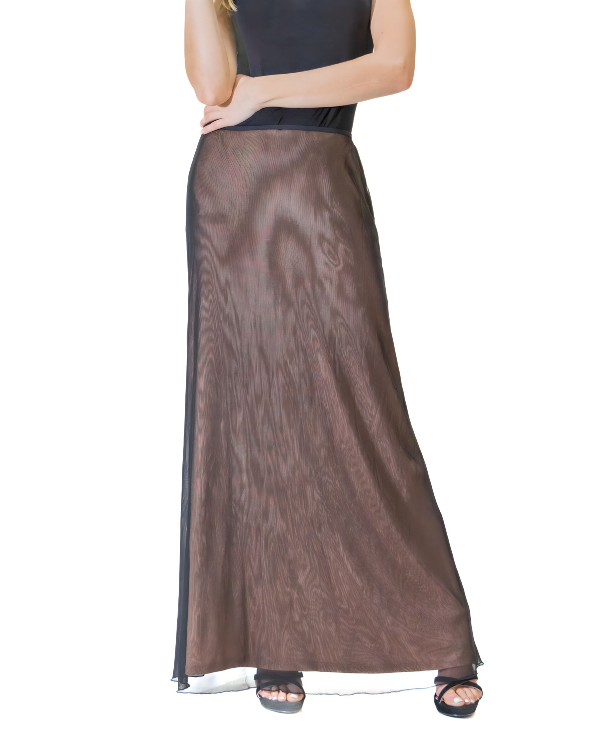 24seven Comfort Apparel Women's Elastic Waist Dressy Maxi Skirt In Black