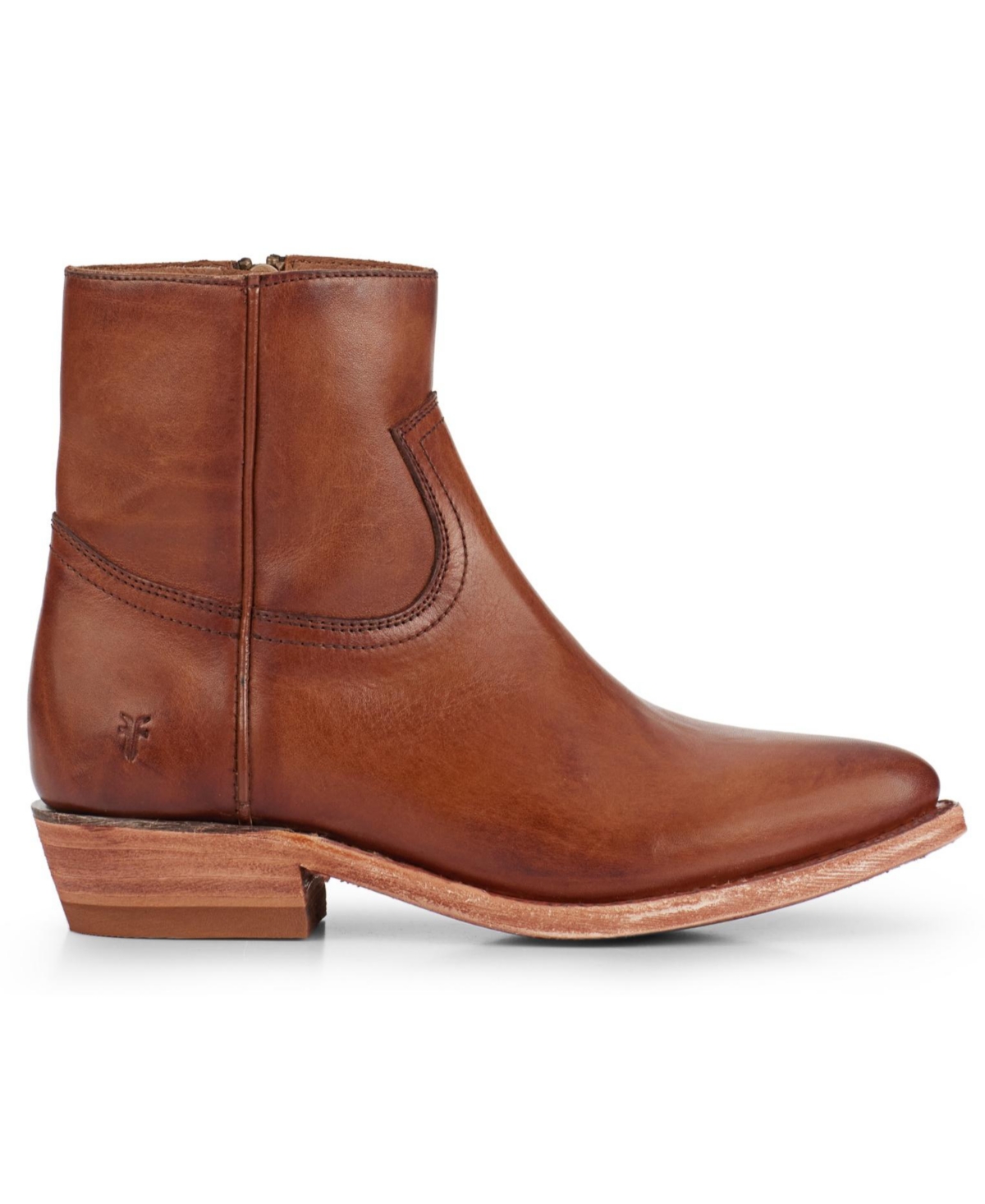 Frye Women s Billy Block Heel Leather Booties Redwood Smart Closet