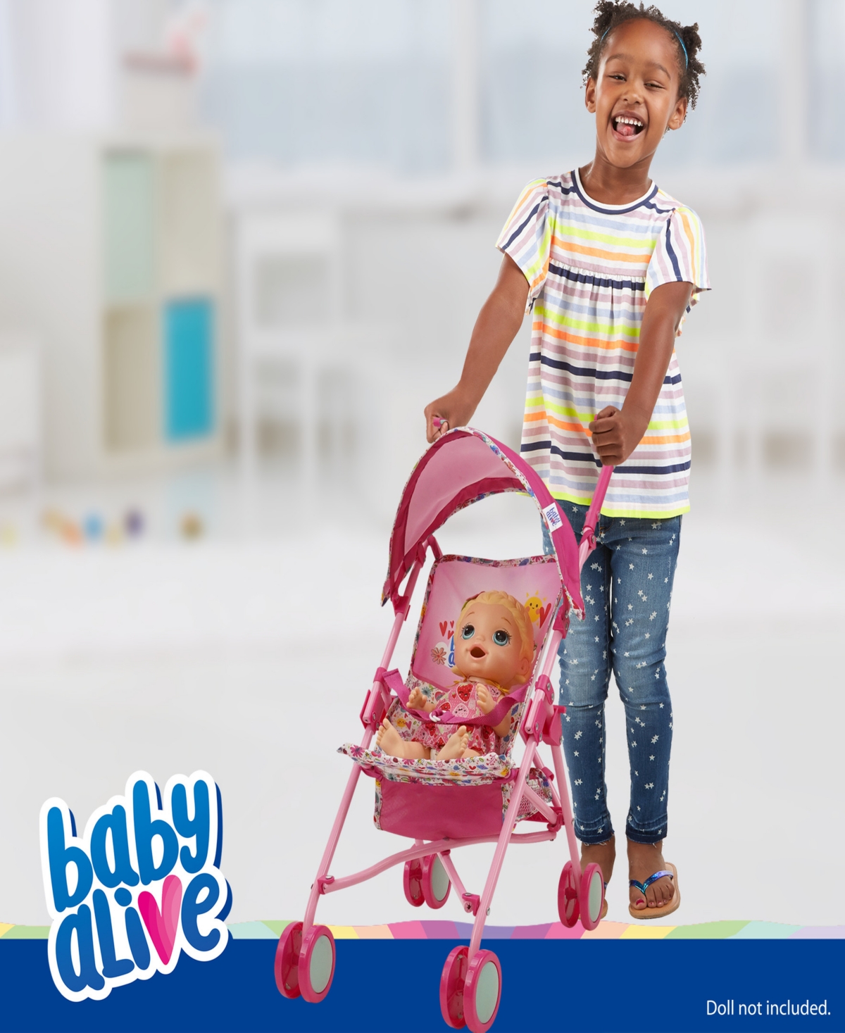 Shop Baby Alive Pink Rainbow Doll Stroller In Multi