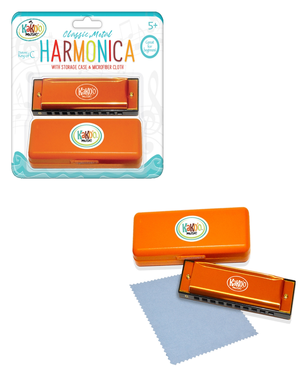 Kako'o Music Classic Orange Metal Harmonica In Multi
