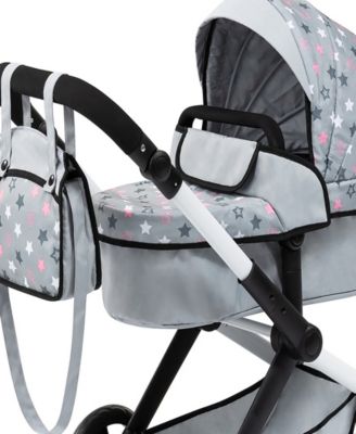 Dolls Grey, Pink, Stars Pram Xeo