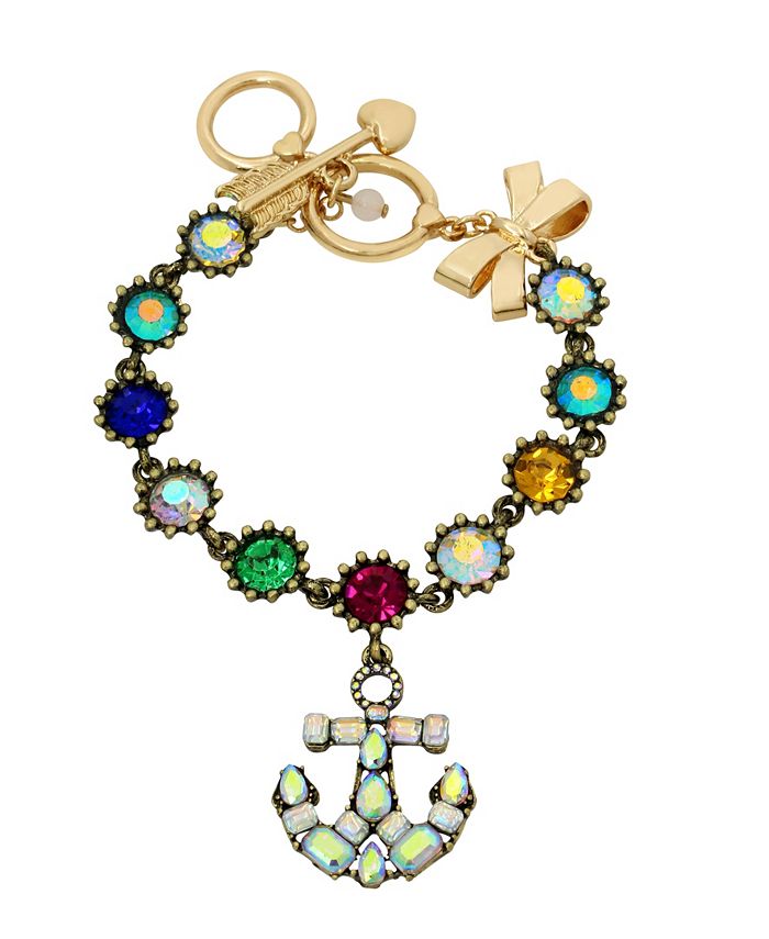 Betsey Johnson Faux Stone Anchor Charm Bracelet Macy s