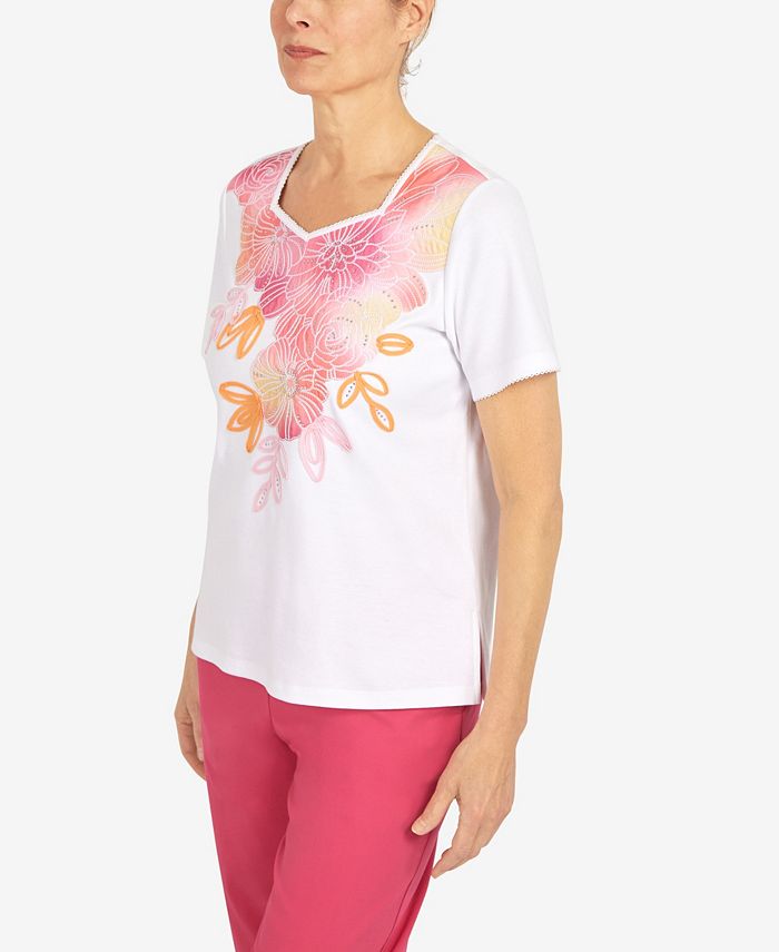 Alfred Dunner Women's Tie Dye Flowers T-shirt & Reviews - Tops - Women ...