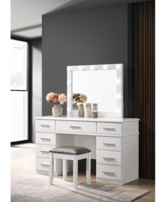 18" Asian Hardwood Felicity Upholstered Vanity Stool