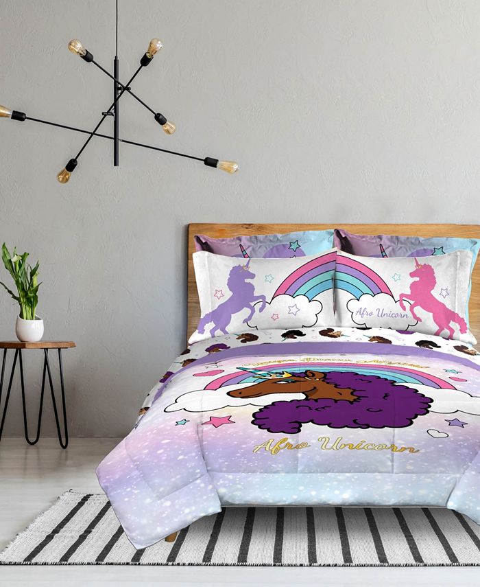 Jay Franco Afro Unicorn Unique, Divine, Magical 7 Piece Bed Set with Sham, Queen - Macy's