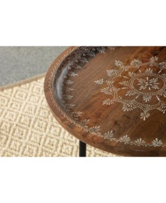 2 Piece Round Nesting Table with Tripod Tapered Legs