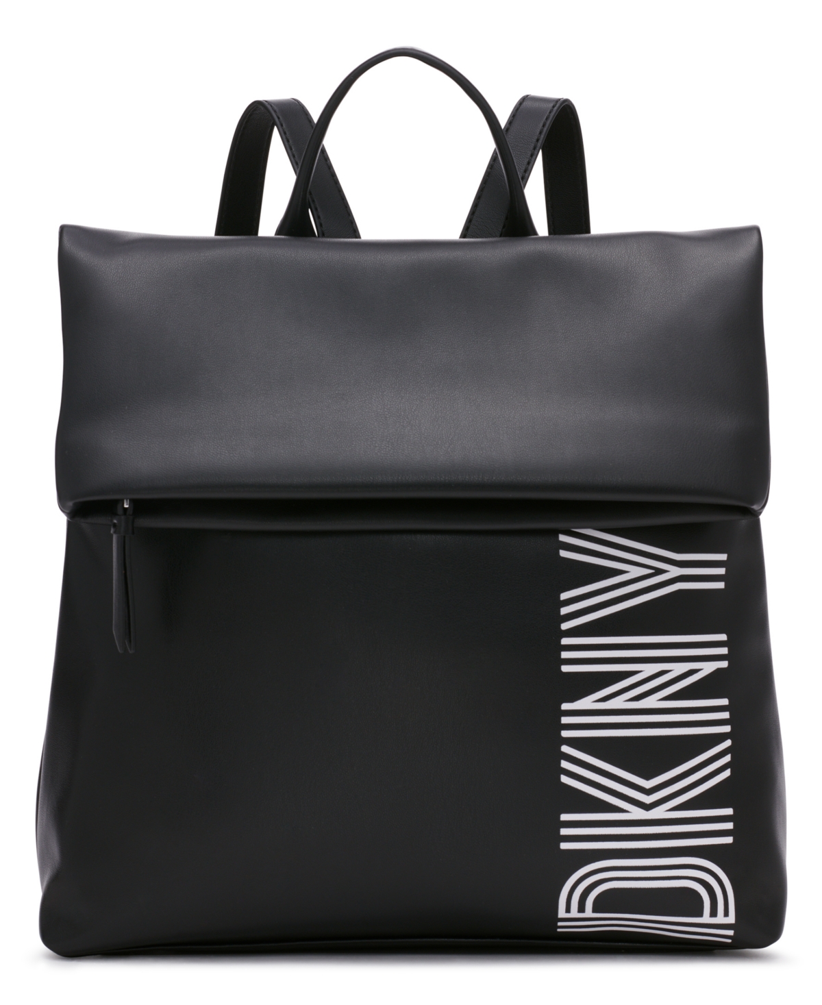 Dkny Tilly Logo Foldover Backpack In Black/silver ModeSens