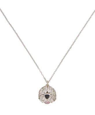 kate spade new york - Silver-Tone Cubic Zirconia Sheep Dog Pendant Necklace, 16" + 3" extender