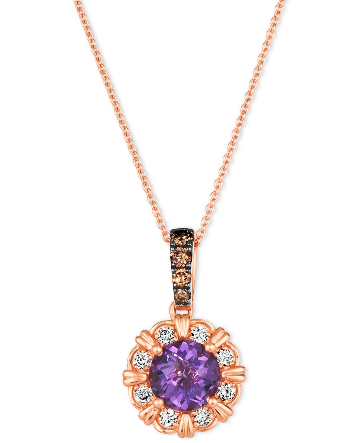 Le Vian Grape Amethyst (1-1/6 Ct. T.w.) & Diamond (1/4 Ct. T.w.) Flower Adjustable 20" Pendant Necklace In 1