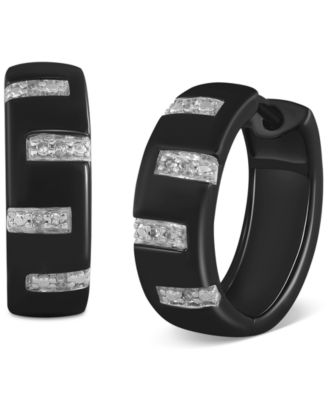 Men's Diamond Zigzag Small Hoop Earrings (1/20 ct. t.w.), 15mm (Also in Black Diamond)