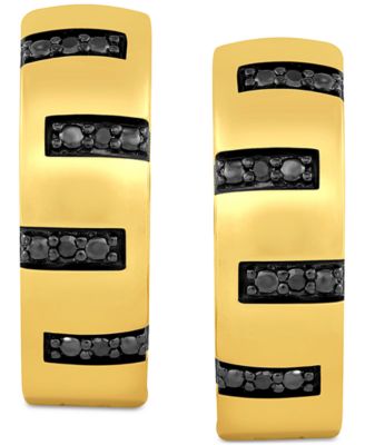 Men's Diamond Zigzag Small Hoop Earrings (1/20 ct. t.w.), 15mm (Also in Black Diamond)