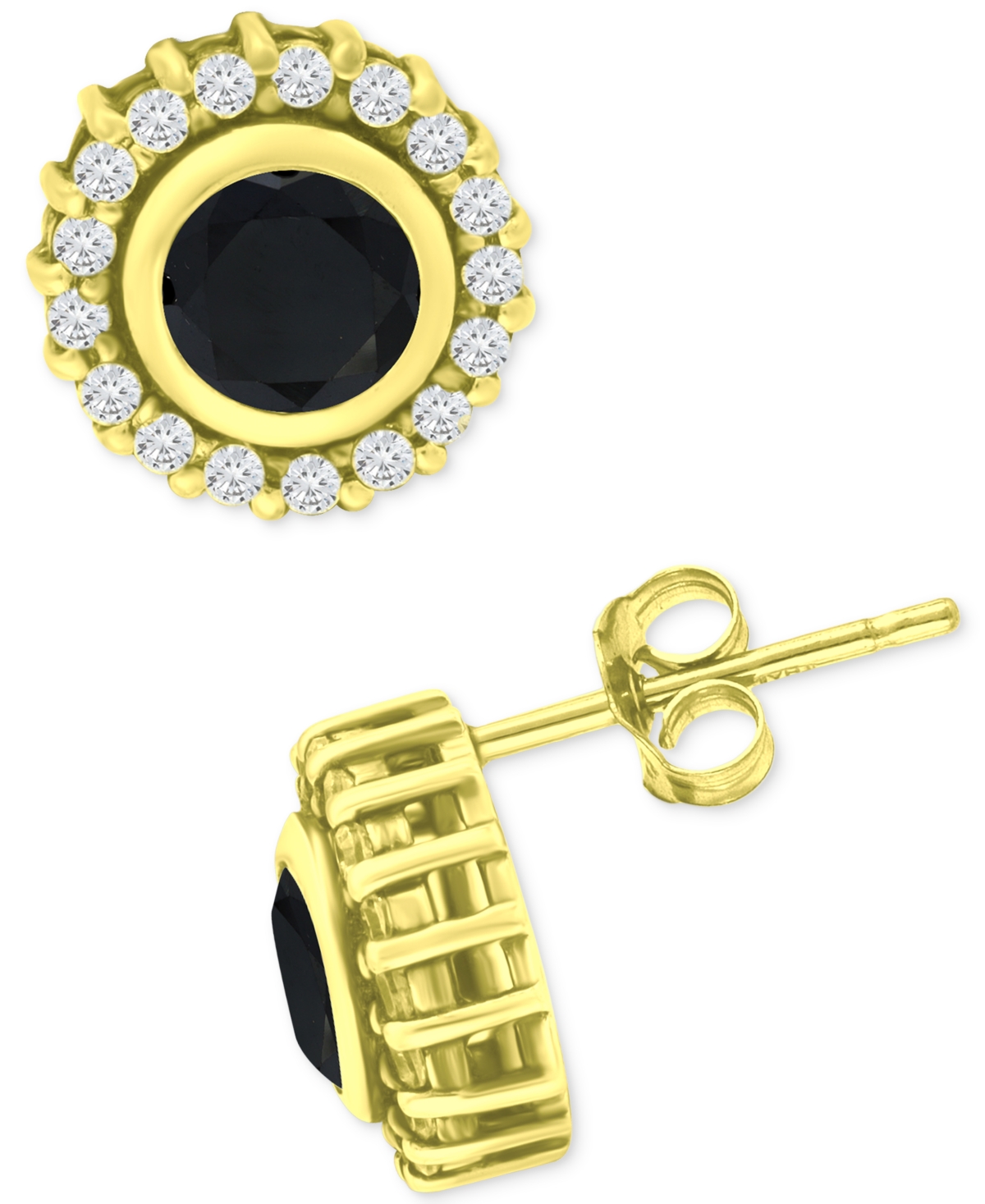 Giani Bernini Black & White Cubic Zirconia Halo Stud Earrings In 18k Gold-plated Sterling Silver, Created For Macy