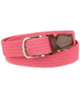 Club Room Men's Stretch Comfort Braided Belt with Faux-Leather Trim, Created for Macy's - Pink