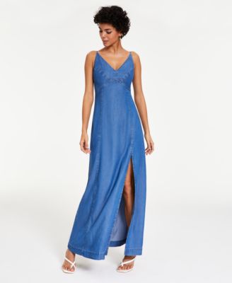 GUESS - Women's Cruz Indigo Sleeveless V-Neck Maxi Dress