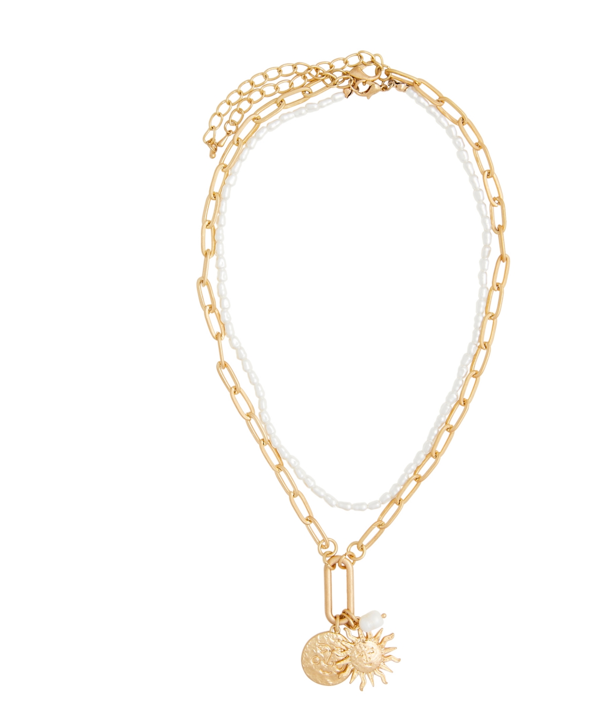 Dreamstate Gold-Tone and Imitation Pearl Charm Layered Necklace