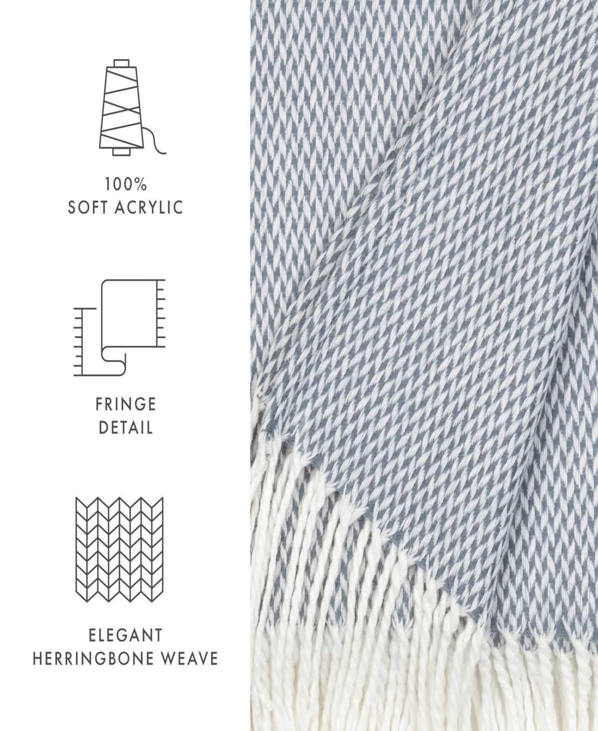 ienjoy Home Herringbone Fringed Throw, 60" x 50"