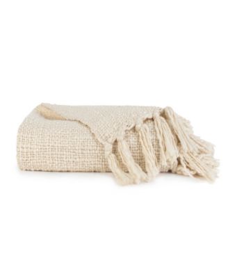 Slub-Yarn Lightweight Fringed Throw, 60" x 50"