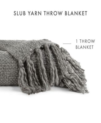 Slub-Yarn Lightweight Fringed Throw, 60" x 50"