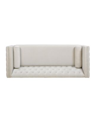 Diane 84" Upholstered Bench Seat Tufted Tuxedo Sofa with Bolster Pillows