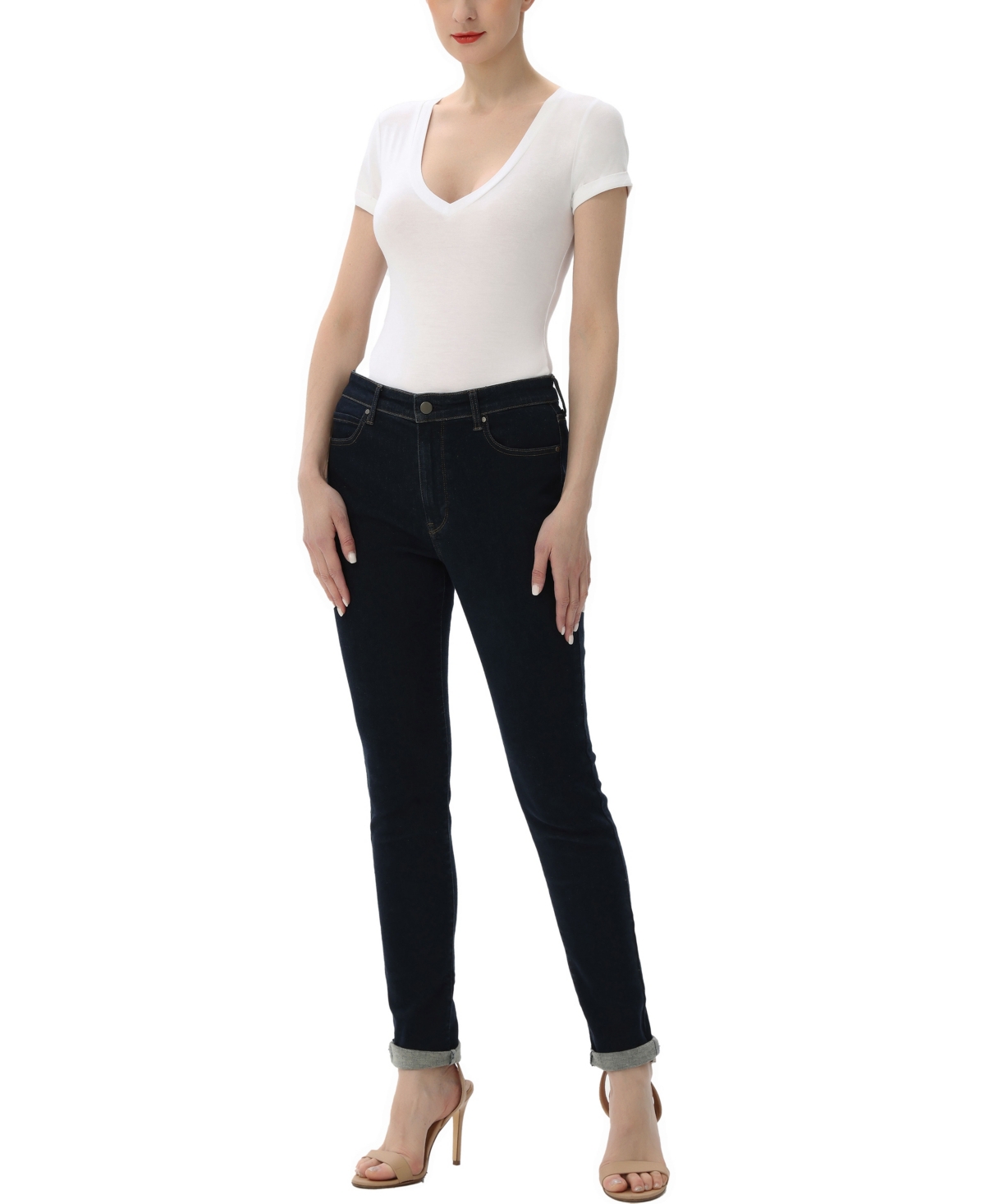 kimi + kai Women's V-neck Basic Bodysuit Top