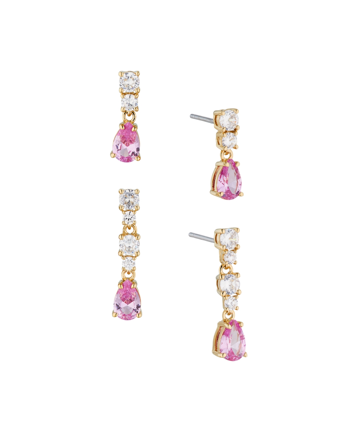 Eliot Danori Cubic Zirconia Linear and Drop Set Two Pair of Earrings (4 Pieces)
