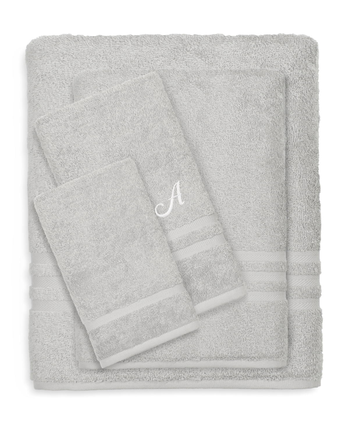 Linum Home Textiles Turkish Cotton Personalized Denzi Towel Set, 4 Piece In Gray