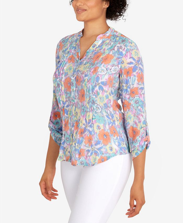 Ruby Rd. Petite Woven Floral Print Top & Reviews - Tops - Petites - Macy's