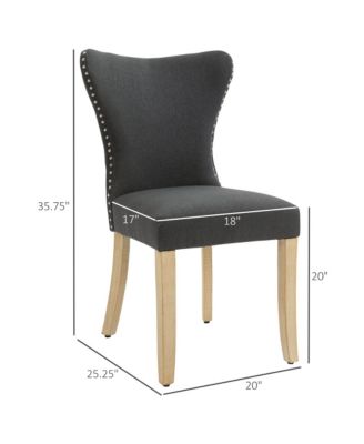 Dining Chairs Set of 2 with Wing Backrest Rubber Wood Legs Charcoal